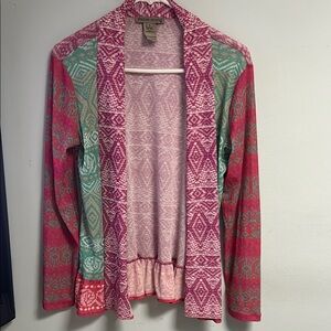 Sharon Young Geometric Pink and Green Cardigan